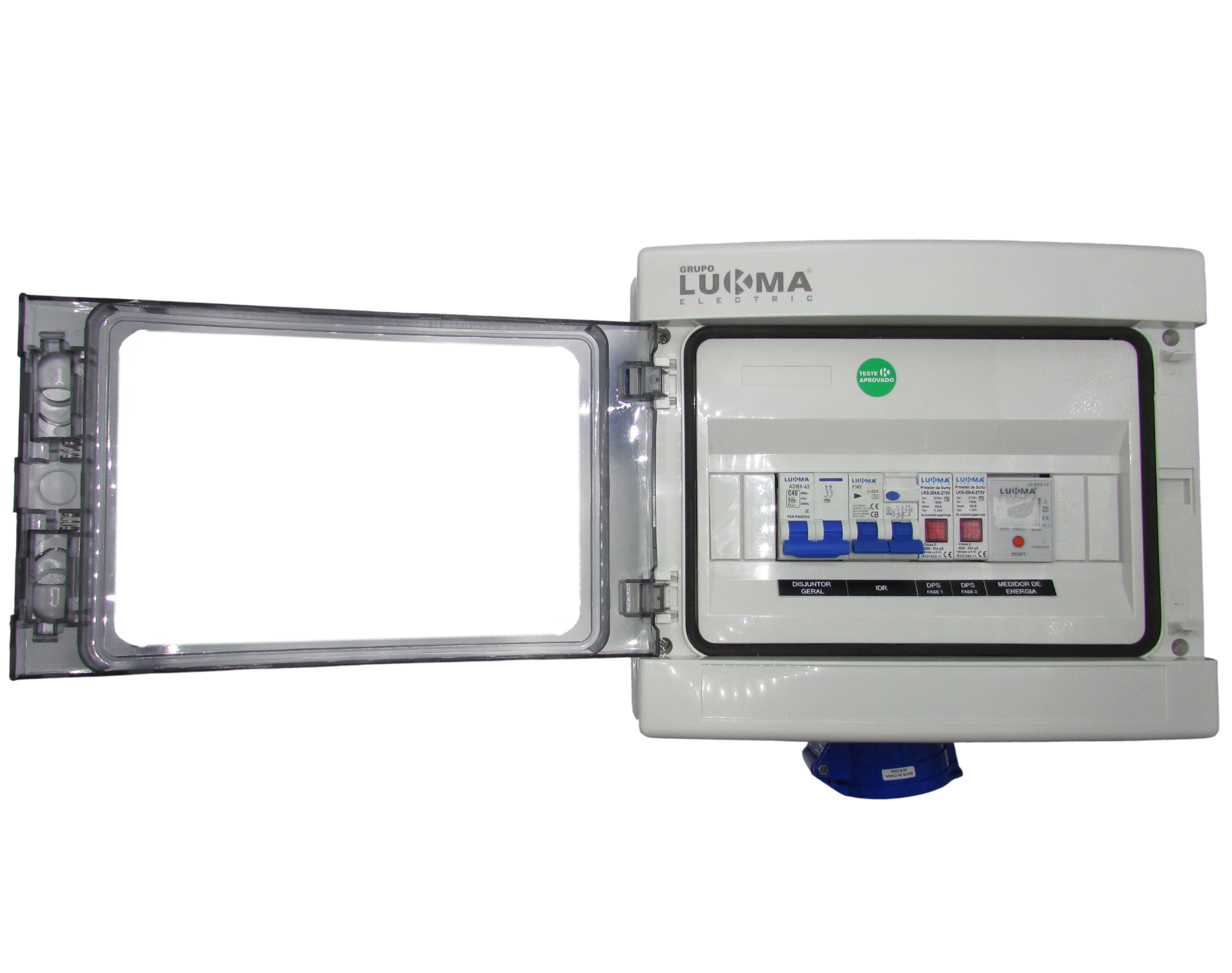 QUADRO DE PROTEÇÃO PARA CARREGADOR VEICULAR 220V COM MEDIDOR E TOMADA